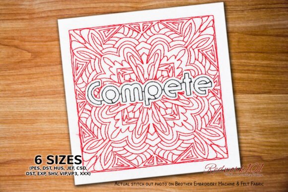 Download Compete Word Redwork Embroidery - Red Collection