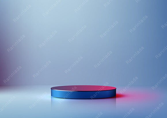 Download 3D Blue Circle Podium with Red Neon - Red Collection