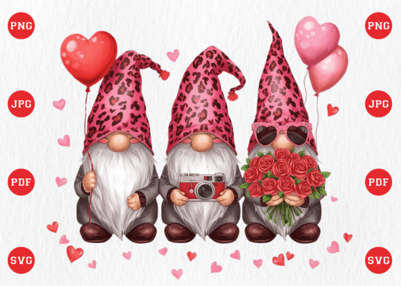 Download Red Valentines Three Gnome Leopard PNG - Red Collection