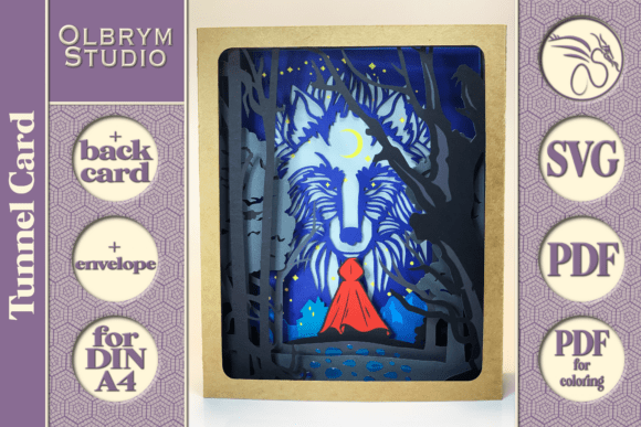 Download Red Riding Hood 3D Tunnel Card SVG - Red Collection