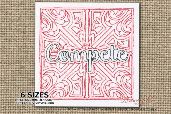 Download Compete Word Redwork Embroidery - Red Collection