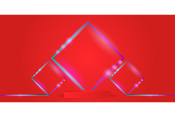 Download Red Cylinder Podium Stage &amp; Neon Light - Red Collection