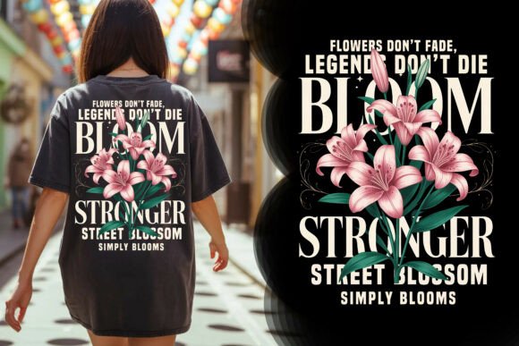 Download Bloom Stronger Floral Typography Tee - Premium Resources